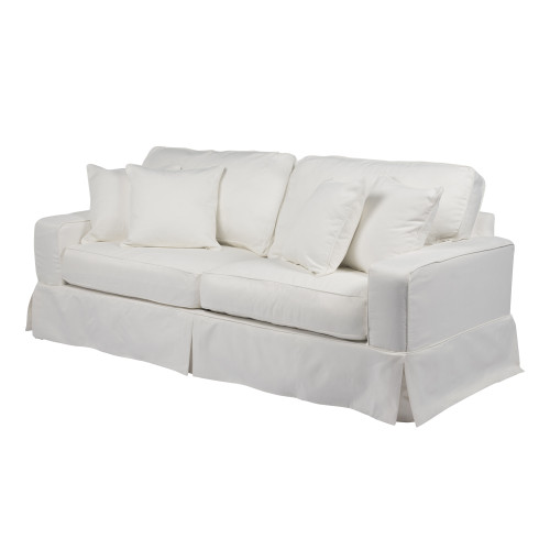 87" White Performance Fabric Americana Box Cushion Slipcovered Sofa - IMAGE 1