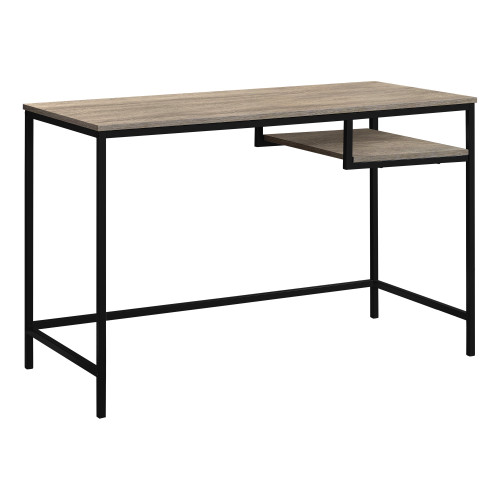 48" Taupe Brown and Black Contemporary Computer Desk - IMAGE 1