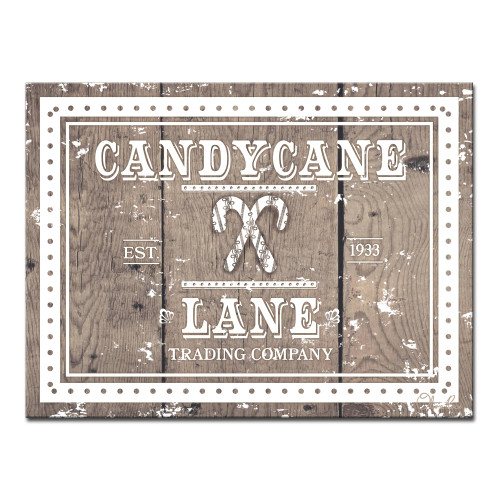 Brown and White Christmas Candy Cane Lane Wrapped Rectangular Wall Art Decor 16" x 20" - IMAGE 1