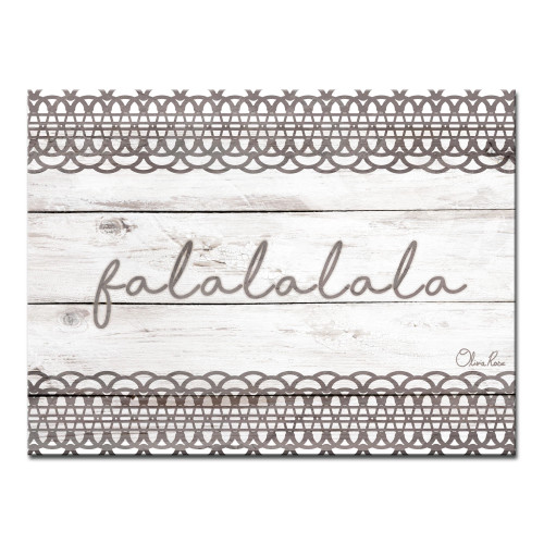 White and Gray Christmas Falala Wrapped Rectangular Wall Art Decor 20" x 30" - IMAGE 1