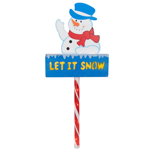 28.5" Lighted Snowman 'LET IT SNOW' Christmas Lawn Stake - Clear Lights - IMAGE 1