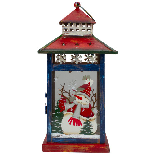 Red, White and Black Snowman “Let It Snow” Christmas Lantern 12.75” - IMAGE 1