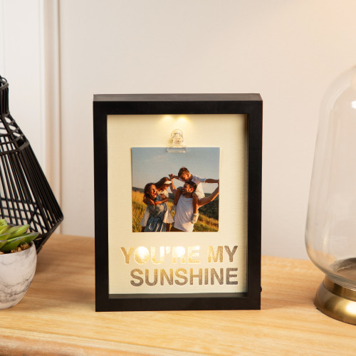 LED Lighted "You're My Sunshine" Picture Frame with Clip - for a 4" x 4" Photo - IMAGE 1