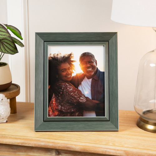 Contemporary Rectangular Picture Frame - for a 8" x 10" Photo - Gray and Black - IMAGE 1