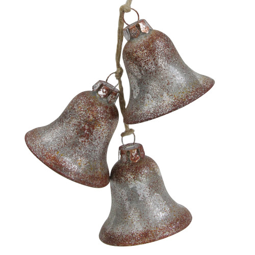 5" Silver and Brown String of Bells Glass Christmas Ornament - IMAGE 1