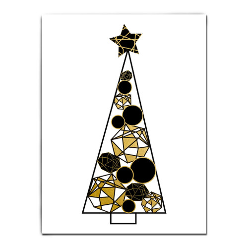 Gold and Black Glam Tree Christmas Wrapped Rectangular Wall Art Decor 20" x 16" - IMAGE 1