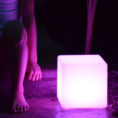 8" Cairo Remote Controlled Portable LED Illuminated Color Changing Cube - IMAGE 1