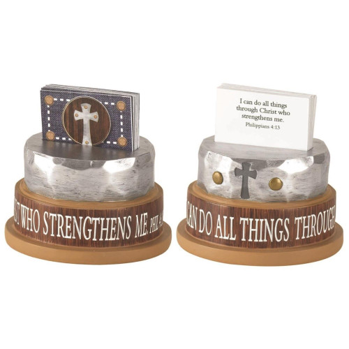 Bible Verse Faith Builder Tabletop Card Holder with Cards - 3.5" - IMAGE 1