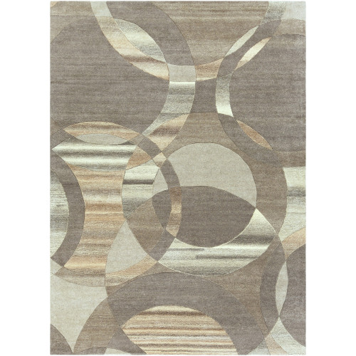 8' x 11' Geometric Design Brown and Beige Hand Tufted Rectangular Area Throw Rug - IMAGE 1