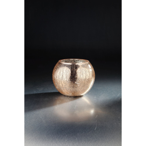 8" Rose Gold Color Mercury Bowl Shaped Glass Vases - IMAGE 1