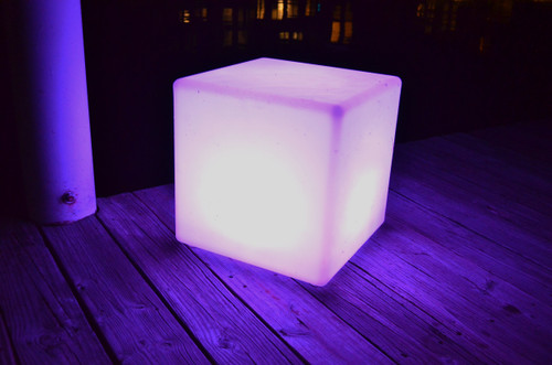 16" Block Remote Controlled Portable LED Illuminated Color Changing Cube - IMAGE 1
