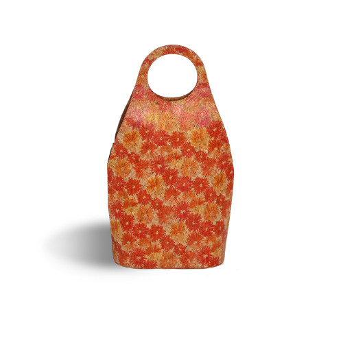 16.75" Orange Floral Soleil Wine Tote - IMAGE 1