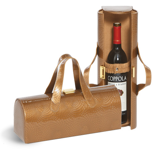 4.5” Golden Brown Leather Carlotta Clutch Wine Bottle Clutch - IMAGE 1