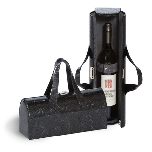 4.5” Black Leather Carlotta Clutch Wine Bottle Clutch - IMAGE 1