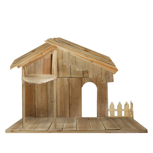 Christmas Nativity Wood Stable - 51" - IMAGE 1