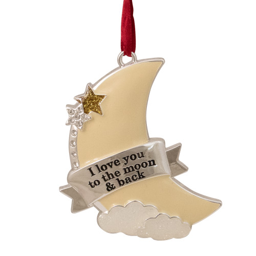 3.25" Yellow "I Love You to the Moon and Back" Ornament with European Crystals - IMAGE 1