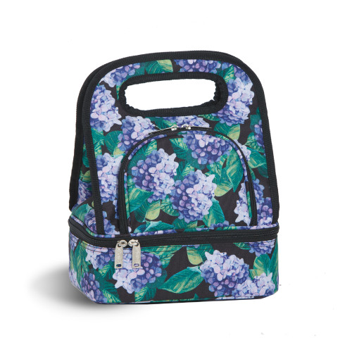 12" Green and Purple Print Savoy Lunch Bag - IMAGE 1