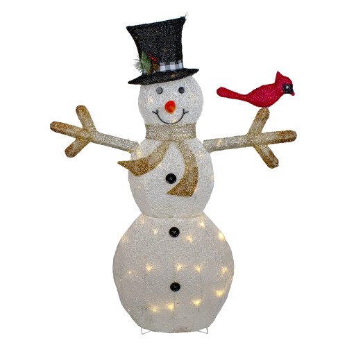49" White and Black LED Lighted Snowman with Top Hat Christmas Outdoor Decoration - IMAGE 1