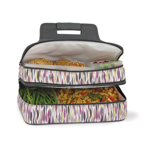 18” Gray and White Brushstroke Design Insulated Casserole Carrier - IMAGE 1