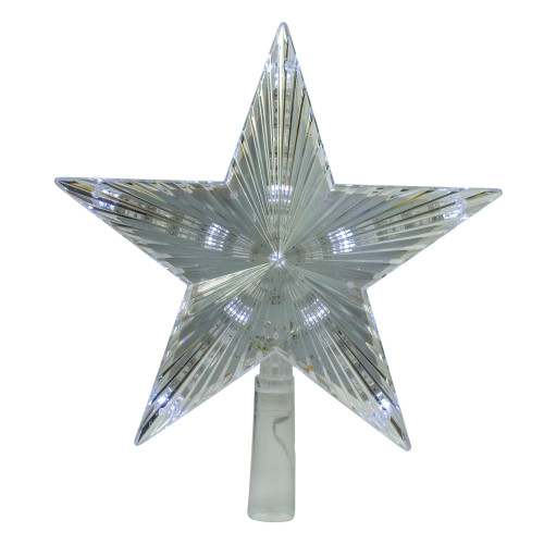 9.5" Lighted Clear Twinkling 5-Point Star Christmas Tree Topper - Clear White LED Lights - IMAGE 1