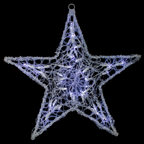 LED Lighted Twinkling Spun Star Hanging Christmas Decoration - 24" - Pure White - IMAGE 1