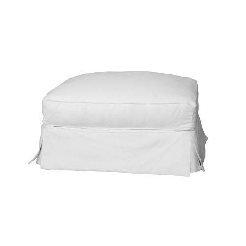 33" Sunset Trading Horizon Warm White Fabric Ottoman Slipcover - IMAGE 1