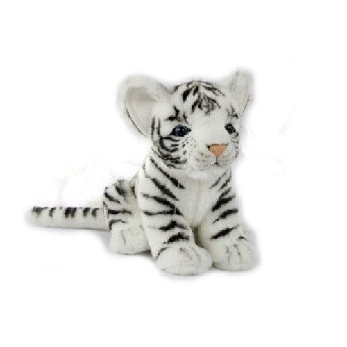 Set of 4 Handcrafted White Tiger Cub Stuffed Animals 6.6" - IMAGE 1