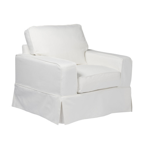 Set of 3 White Box Cushion Chair Slipcover 39” - IMAGE 1