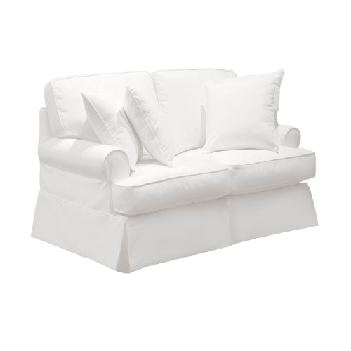 60” White T-cushion Loveseat Cover with Back and Seat Cushion Cover and Pillow Covers - IMAGE 1