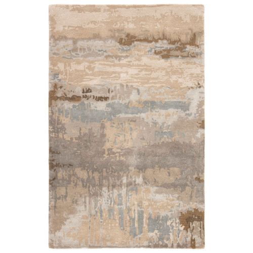 2' x 3' Abstract Brown and Gray Hand-Tufted Rectangular Area Throw Rug - IMAGE 1