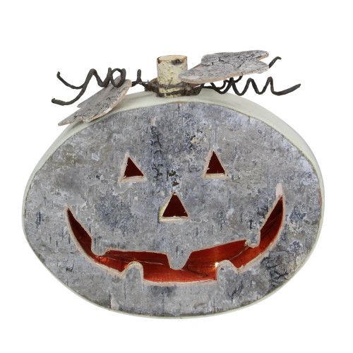 9.25" Gray LED Battery Operated Jack-O-Lantern Halloween Table Top Decoration - IMAGE 1