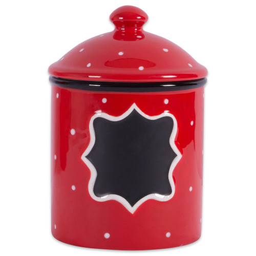 6.5" Red and White Contemporary Small Canister with Lid - IMAGE 1