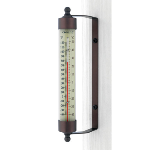 11" Bronze and White Glass Tube Window Thermometer - IMAGE 1