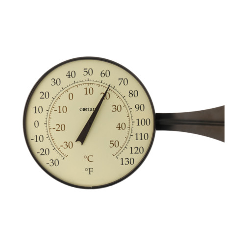15" Bronze and White Round Dial Thermometer with Scales - IMAGE 1