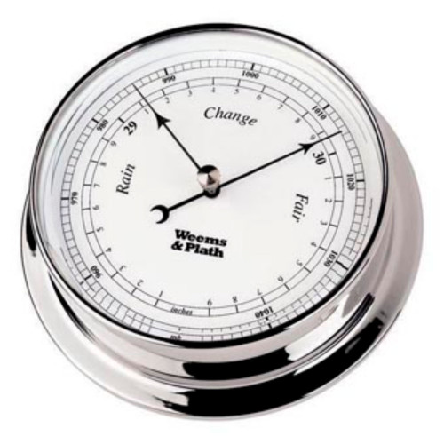 6" Silver and White Compact Adjustable Round Barometer - IMAGE 1