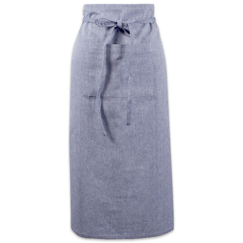 Solid Chambray Cotton Bistro Apron - 30" - Blue - IMAGE 1