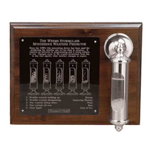 10" Silver and Brown Weems Stormglass and Plaque Set for Weather Prediction - IMAGE 1