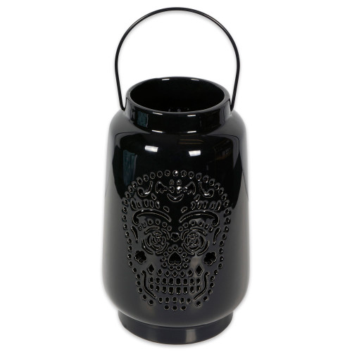 9" Black Dia De Los Muertos Lantern Halloween Decor - IMAGE 1