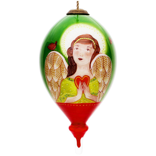 6" Peace and Joy Be with You Christmas Finial Shaped Glass Hanging Ornament - IMAGE 1