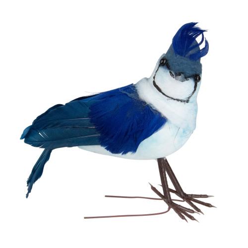 4.5" Blue and White Blue Jay Clip-On Christmas Ornament - IMAGE 1