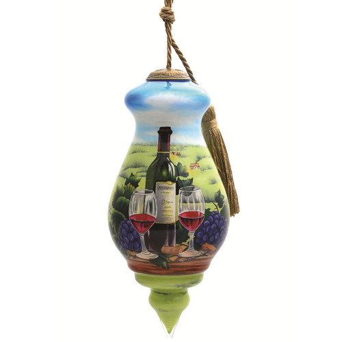 6" Vineyard Christmas Finial Shaped Glass Hanging Ornament - IMAGE 1