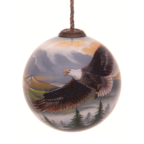 Soaring Eagle Hand Painted Glass Ball Christmas Ornament - 3” - IMAGE 1