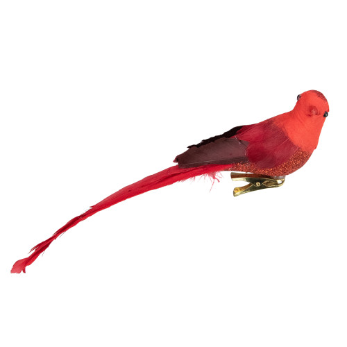 9" Red Cardinal with Long Tail Clip-On Christmas Ornament - IMAGE 1