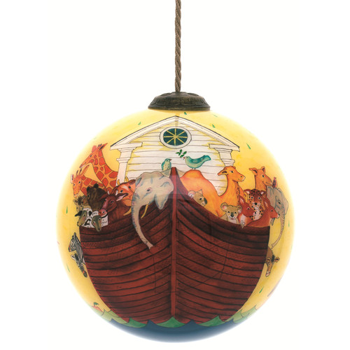 4" Noah's Ark Christmas Glass Ball Hanging Ornament - IMAGE 1