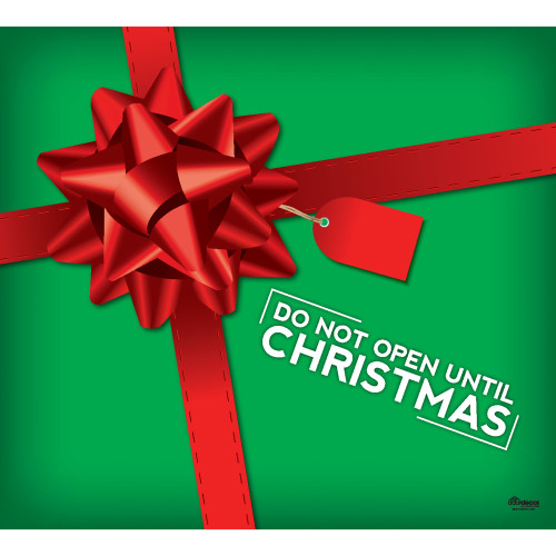 7' x 8' Green and Red "Do Not Open Until Christmas" Single Car Garage Door Banner - IMAGE 1