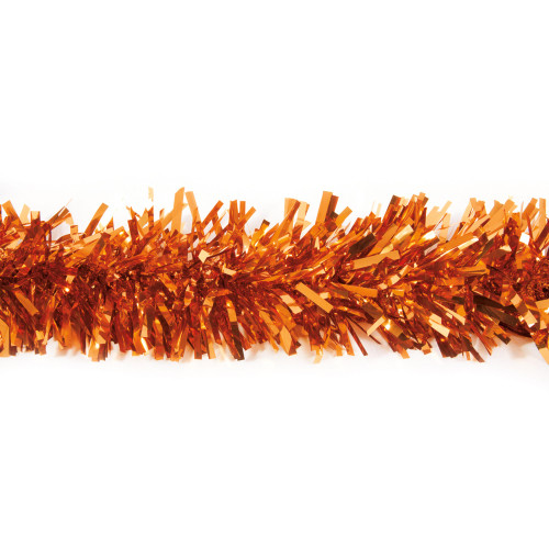 25' Burnt Orange Sparkly Tinsel Christmas Garland - Unlit - IMAGE 1