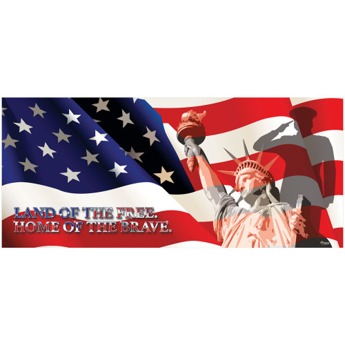 Land of the Free Lady Liberty Patriotic Double Car Garage Door Banner - 7' x 16' - IMAGE 1