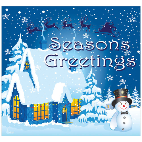 Winter Wonderland Seasons Greetings Single Car Garage Door Banner - 7' x 8' - IMAGE 1