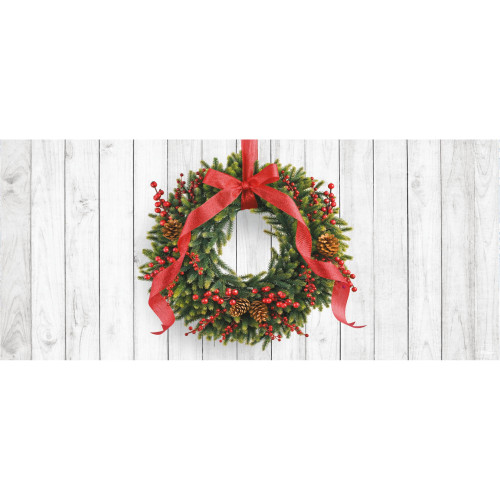 Christmas Wreath Double Car Garage Door Banner - 7' x 16' - IMAGE 1