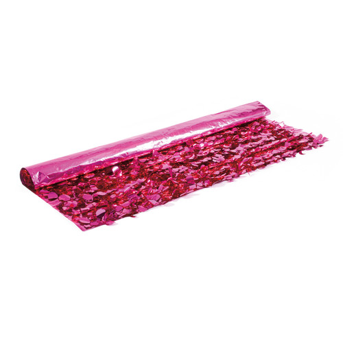 15' Cerise Pink Contemporary Metallic Floral Sheeting Party Streamers - IMAGE 1
